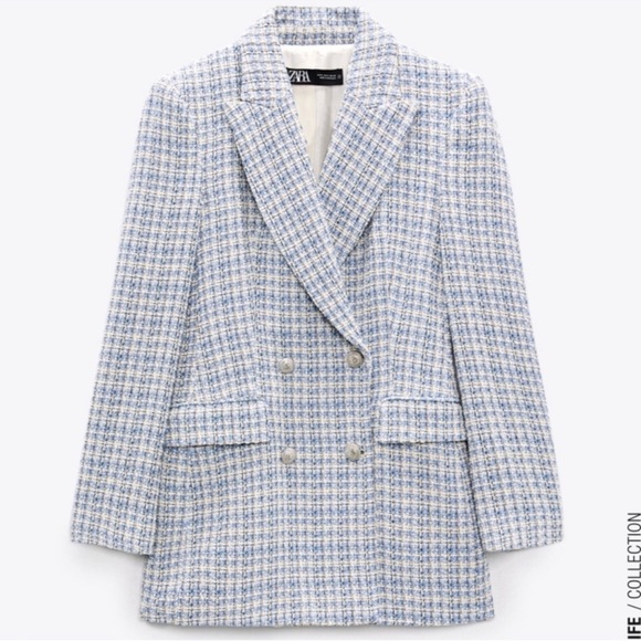 Zara Tweed Double Breasted Blazer - Picture 2 of 7
